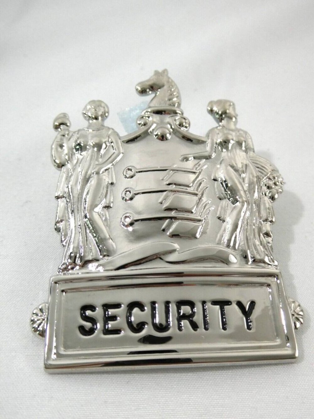 BLACKINTON OBSOLETE NEW JERSEY HAT BADGE 2-3/4" TALL NICKLE SCREW BACK SECURITY